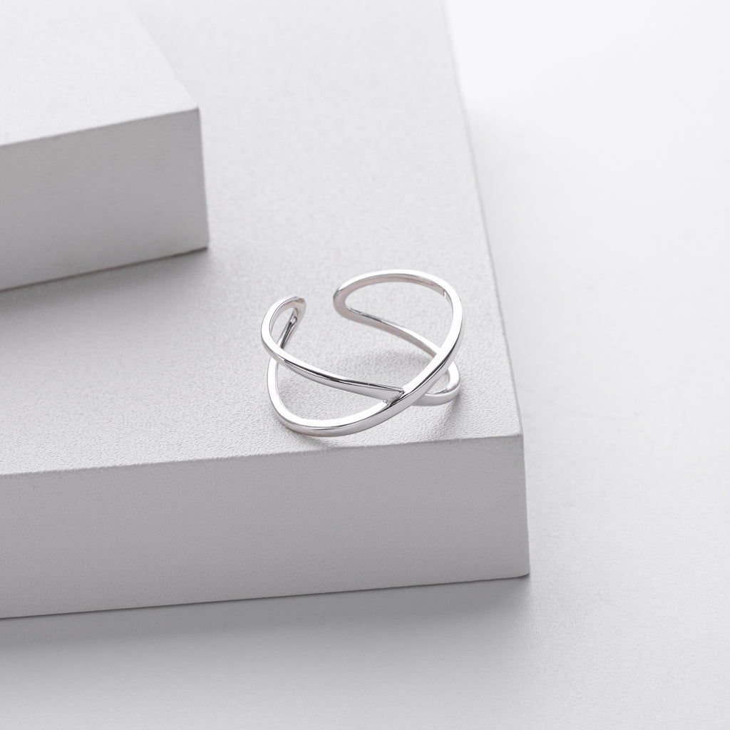 European and American personality s925 silver double ring ring