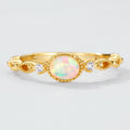 S925 Sterling Silver Gold-Plated Openwork Synthetic Opal Ring