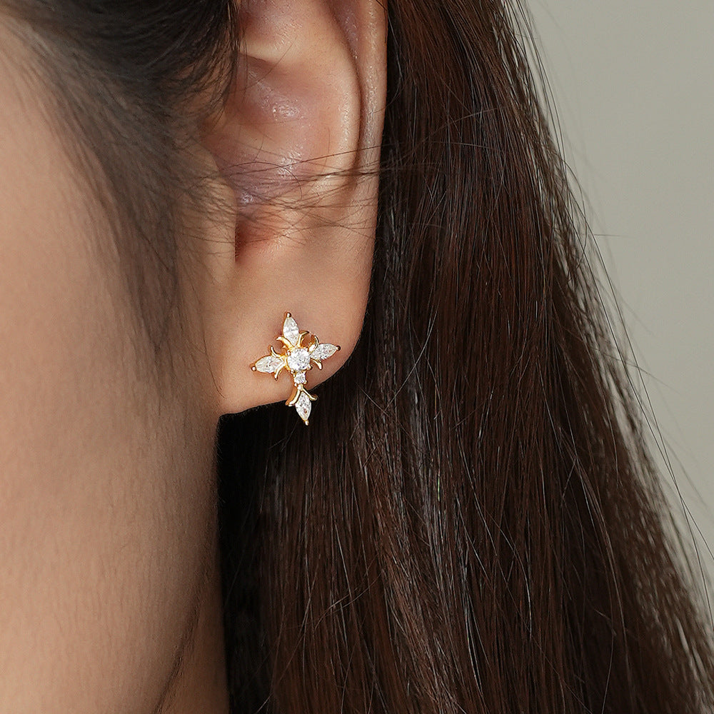 S925 sterling silver earrings set with cubic zirconia