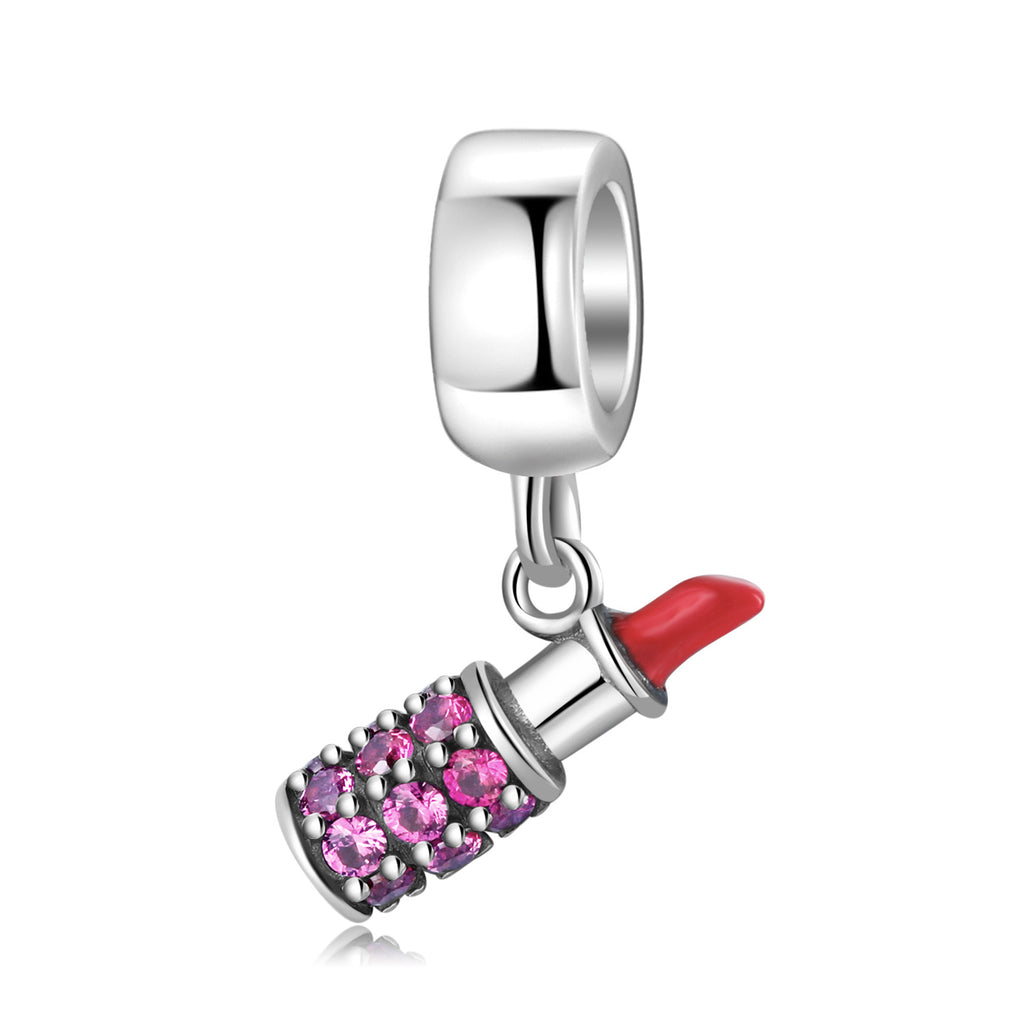 S925 Sterling Silver Lipstick Pendant Inlaid with Purple Zircon Pendant