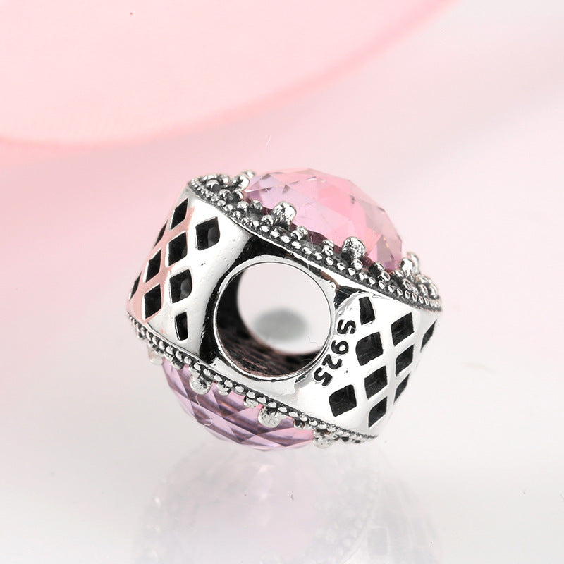 S925 Sterling Silver Beads Classic Color Zircon Snowflake Pendant