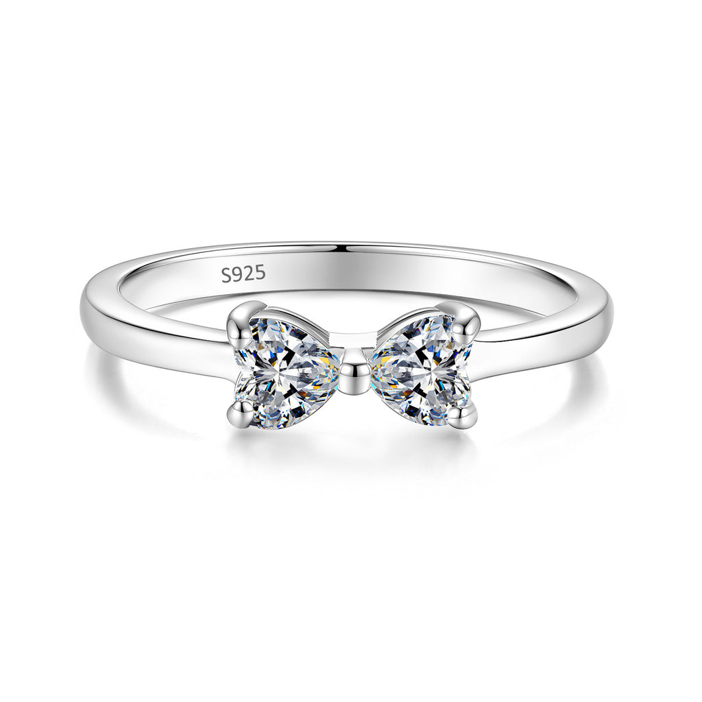 S925 Silver Bow Moissanite Ring