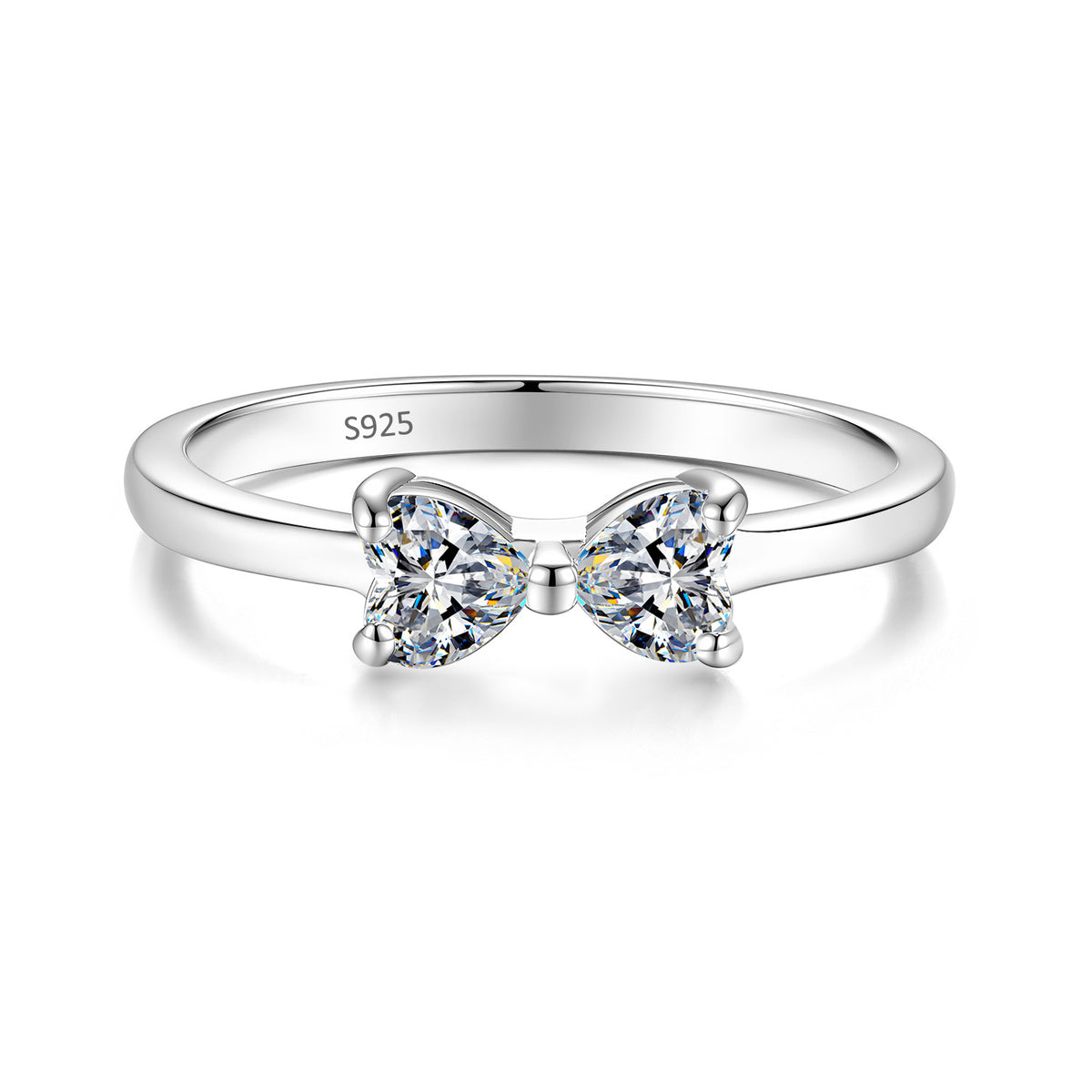 S925 Silver Bow Moissanite Ring