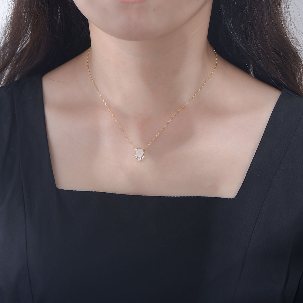 S925 Sterling Silver Natural Moonstone Necklace