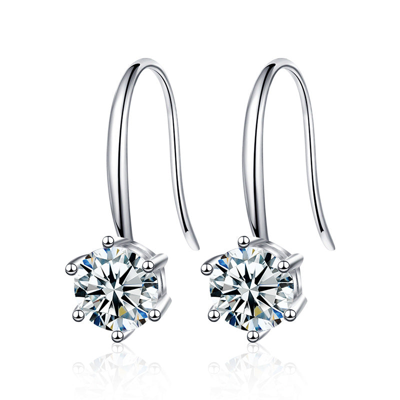 Moissanite Classic Six-Prong Earrings in 925 Sterling Silver