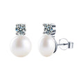 Versatile 925 Sterling Silver Pearl and Moissanite Stud Earrings