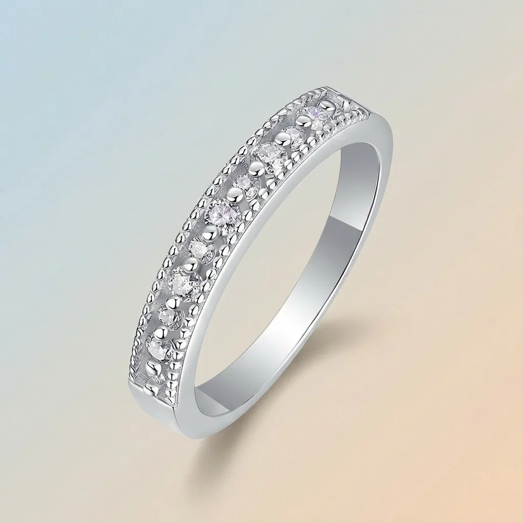 S925 Sterling Silver Moissanite Stackable Ring for Daily Wear