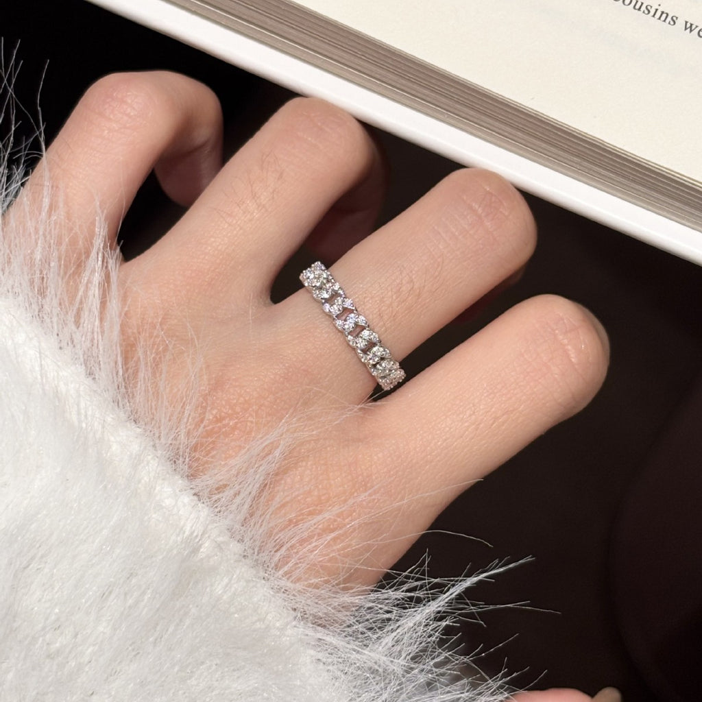 S925 Sterling Silver Moissanite Ring Plated with PT950 Platinum