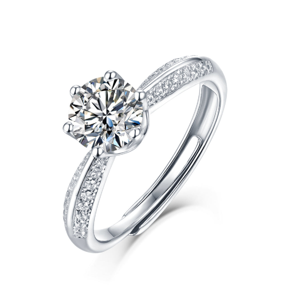 S925 Silver "Half-and-Half" Moissanite Ring