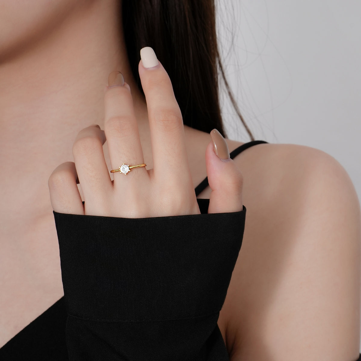 S925 Sterling Silver Zircon Open Ring