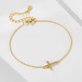 925 Sterling Silver Zircon Inlaid Cross Bracelet