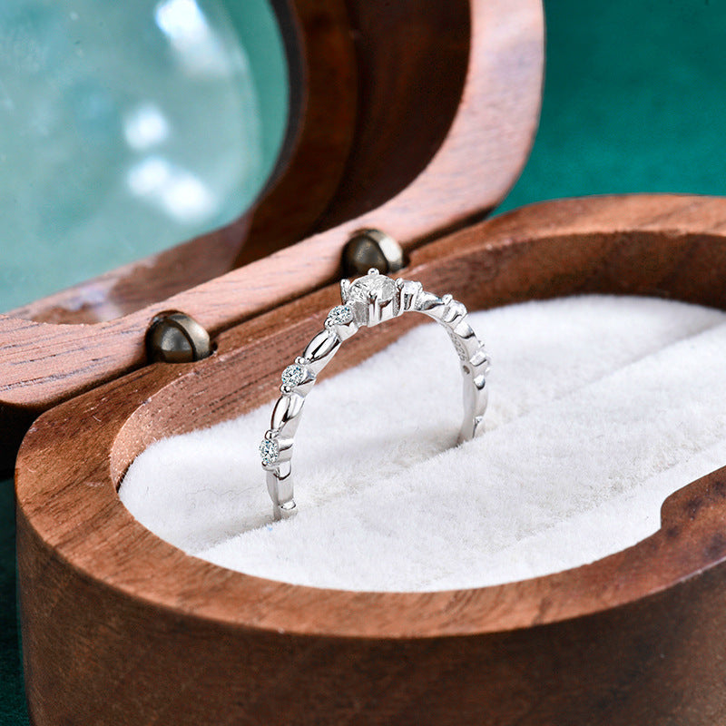 S925 Sterling Silver Lace Moissanite Pile Diamond Ring