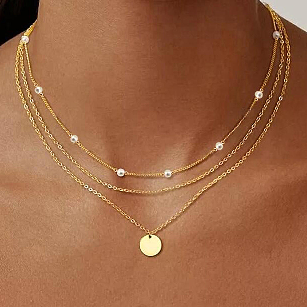 S925 Sterling Silver Vintage Pearl Cross Pendant Necklace