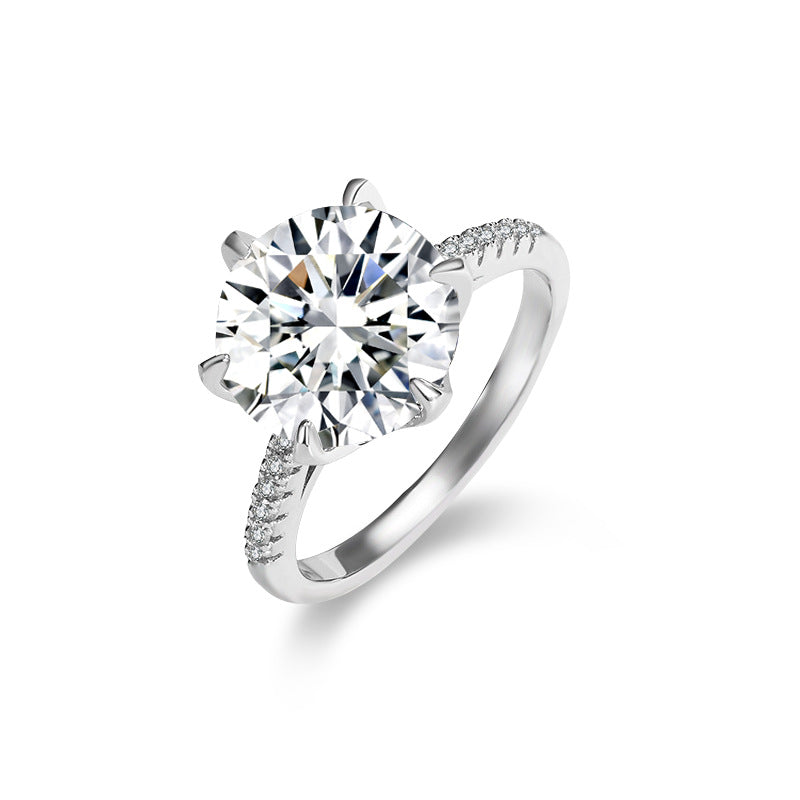 S925 Sterling Silver Large Carat Moissanite Ring