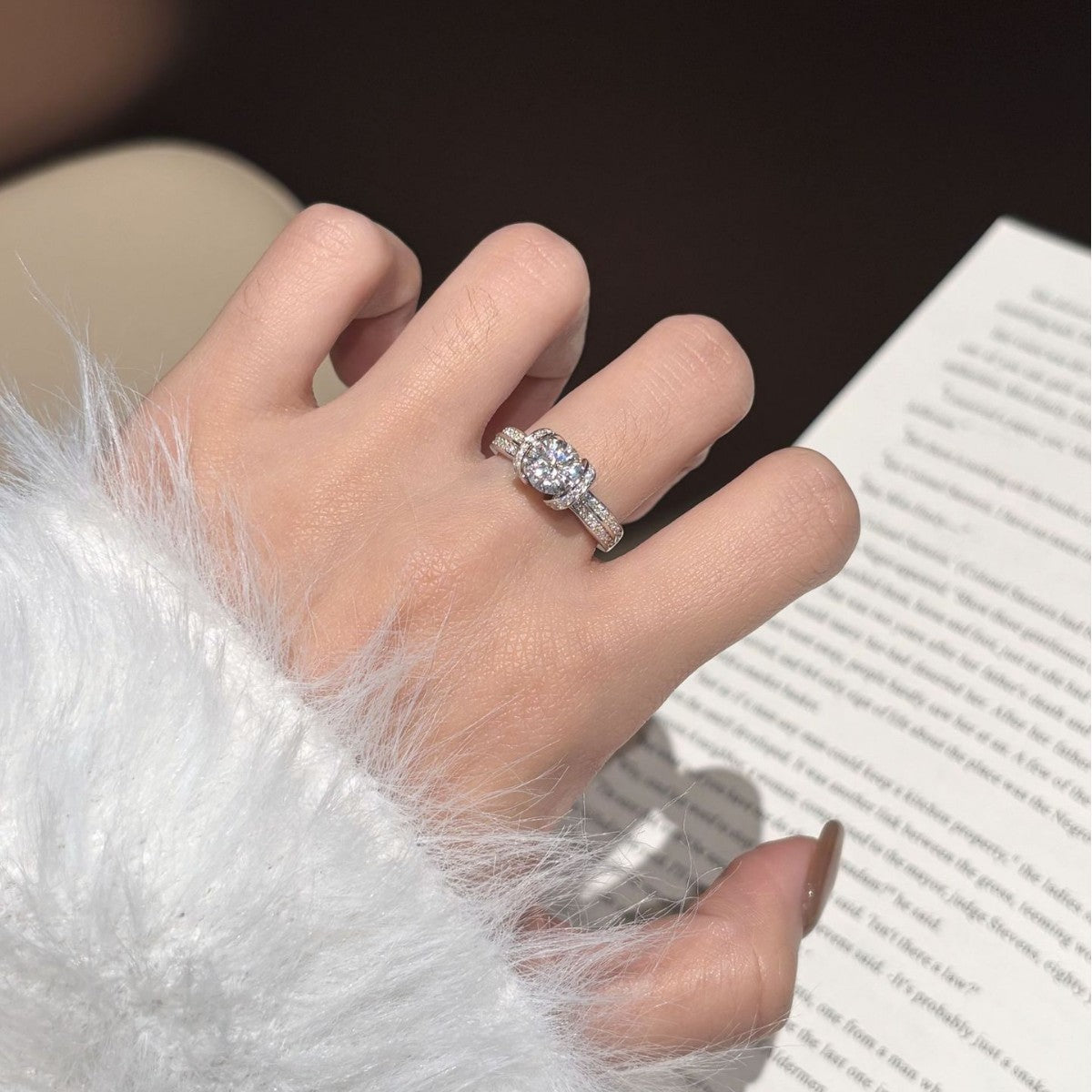 S925 Silver Ring with Colored Moissanite