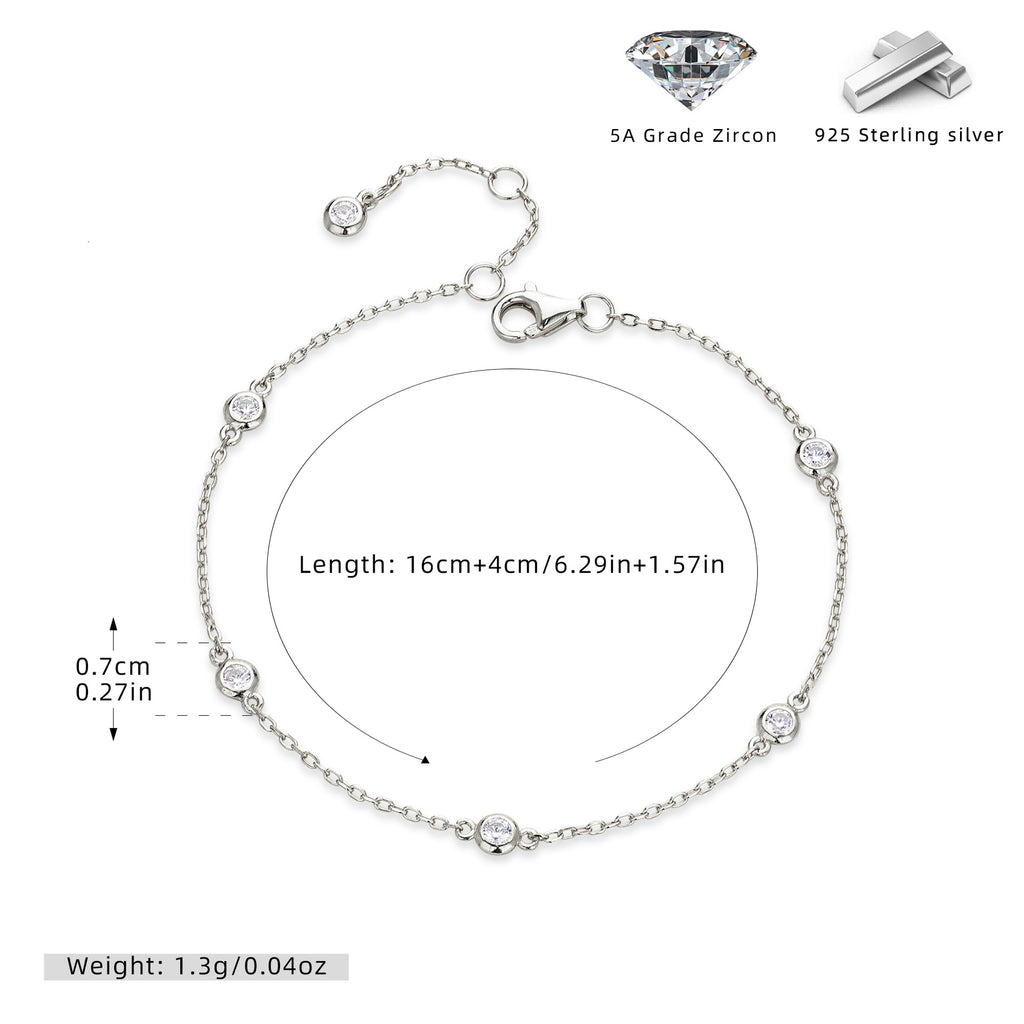 S925 Sterling Silver and Zircon Bracelet