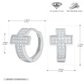 Pave CZ Cross Huggie Hoop Earrings in 925 Sterling Silver