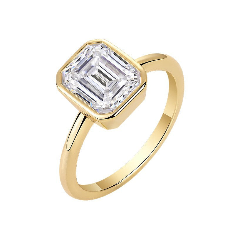 S925 Silver Gold-Plated Moissanite Ring