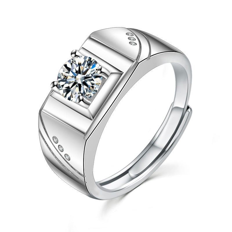 S925 Sterling Silver Moissanite Stars & Ocean Couple Ring