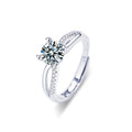 925 Sterling Silver Moissanite Adjustable Couple Rings