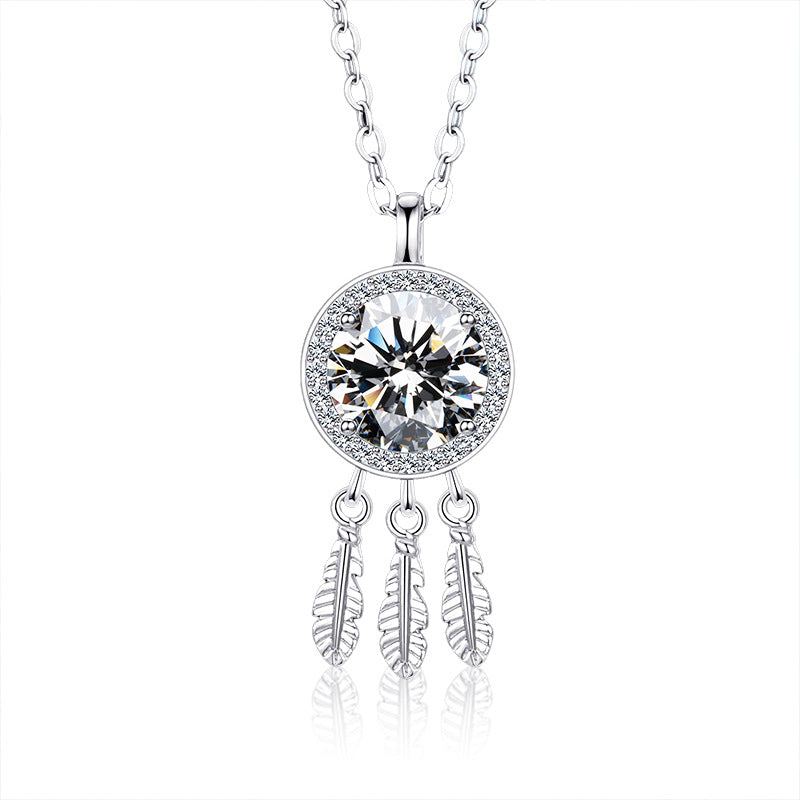 S925 Sterling Silver Moissanite Dreamcatcher Necklace