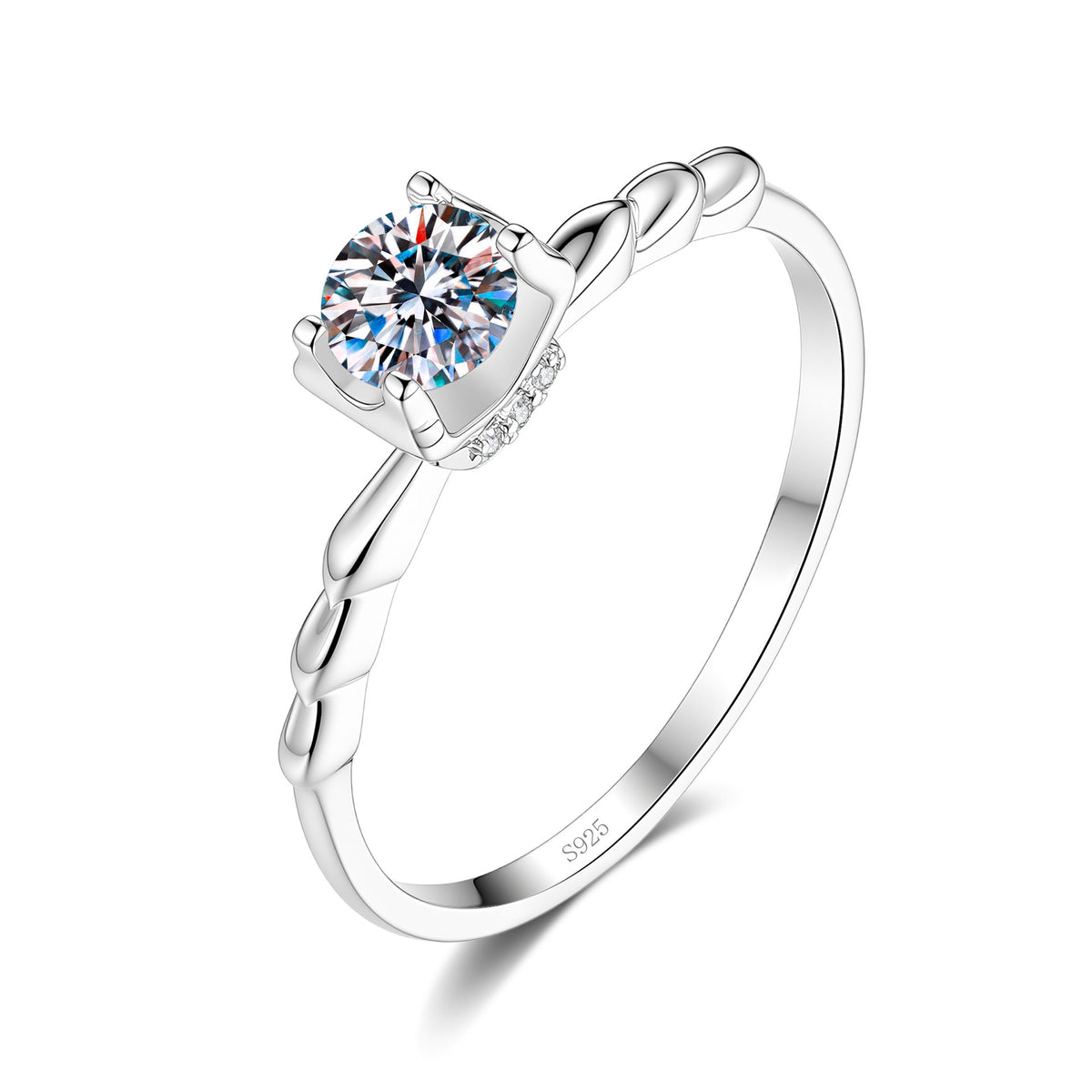 S925 Silver Colored Moissanite Bull-Head Ring