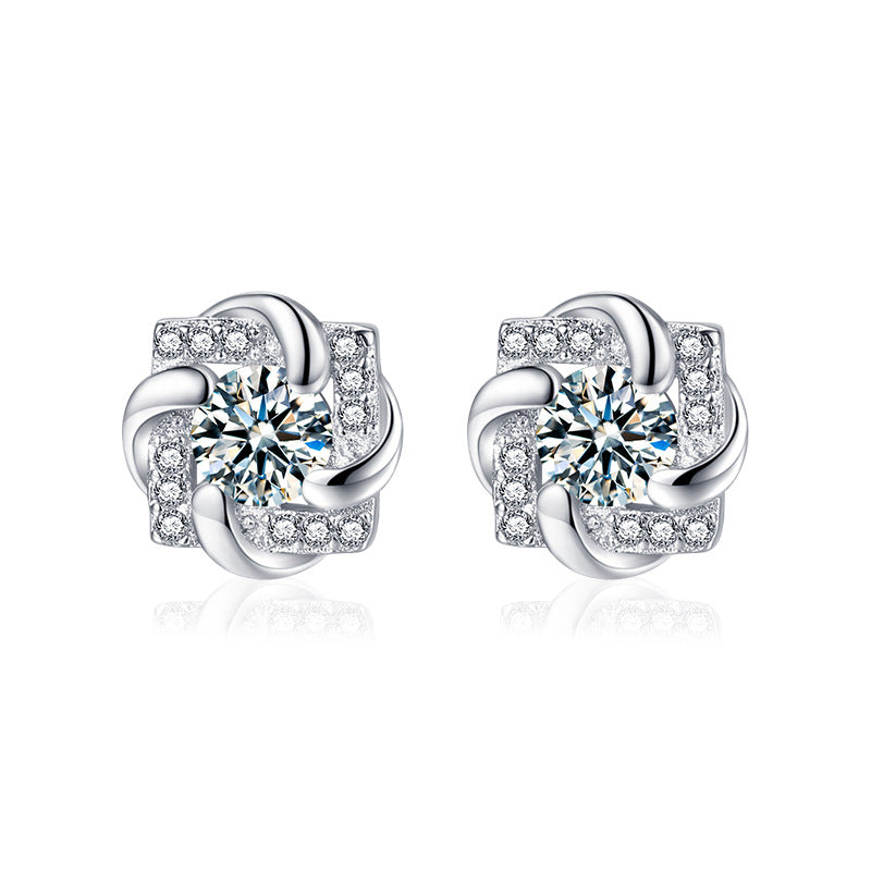 S925 Sterling Silver Moissanite Windmill Stud Earrings