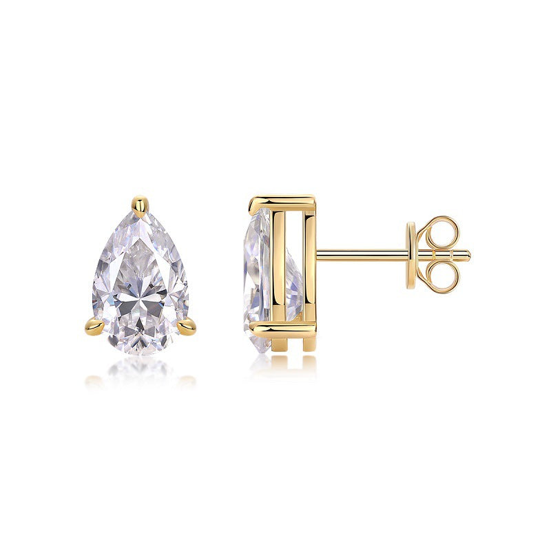 S925 Silver Teardrop Moissanite Stud Earrings