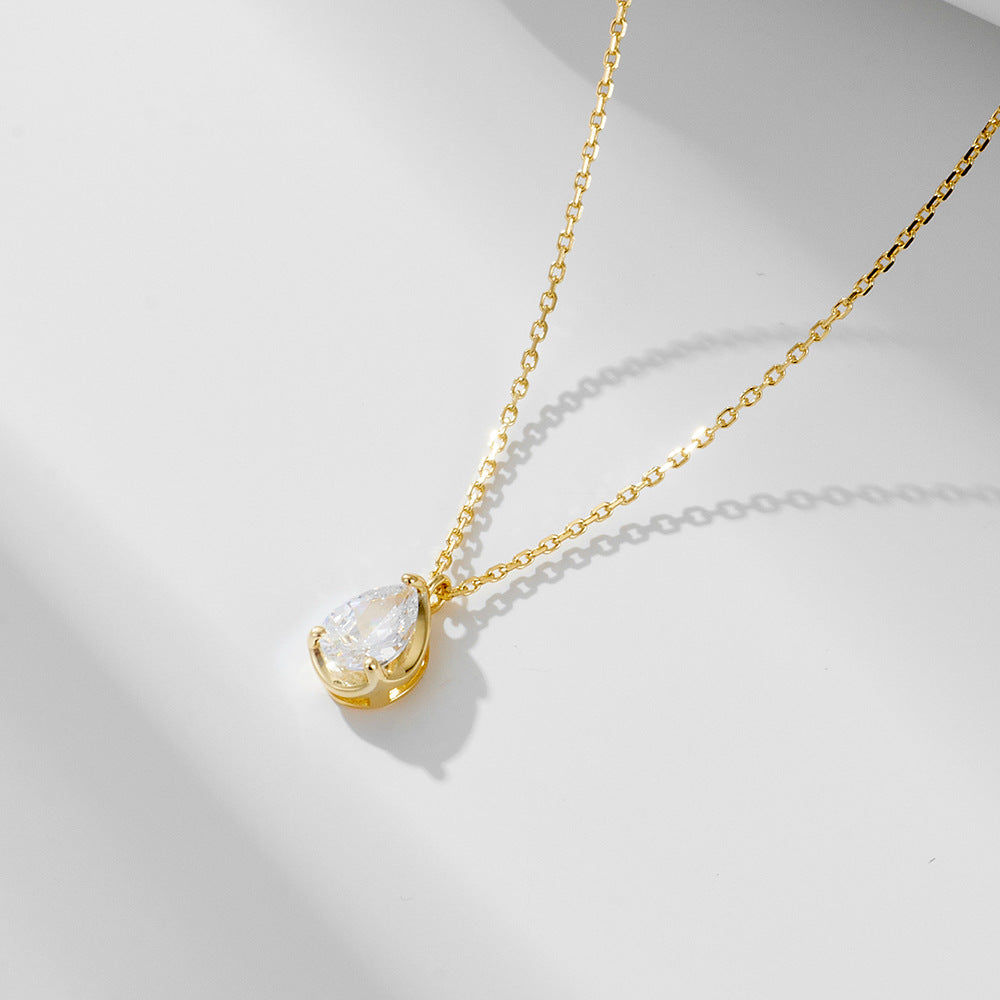 S925 Sterling Silver Drop Zircon Necklace