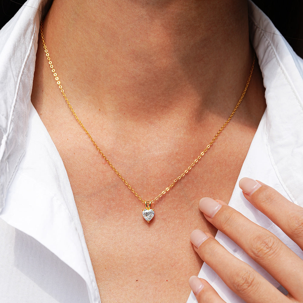Heart Moissanite Pendant Necklace in 925 Sterling Silver
