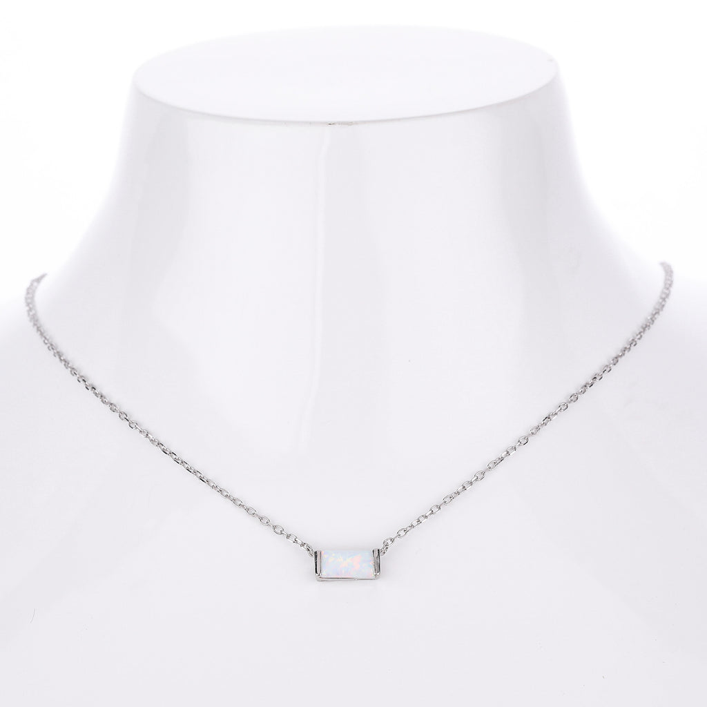 Rectangular colored zircon s925 sterling silver December birthstone collar necklace