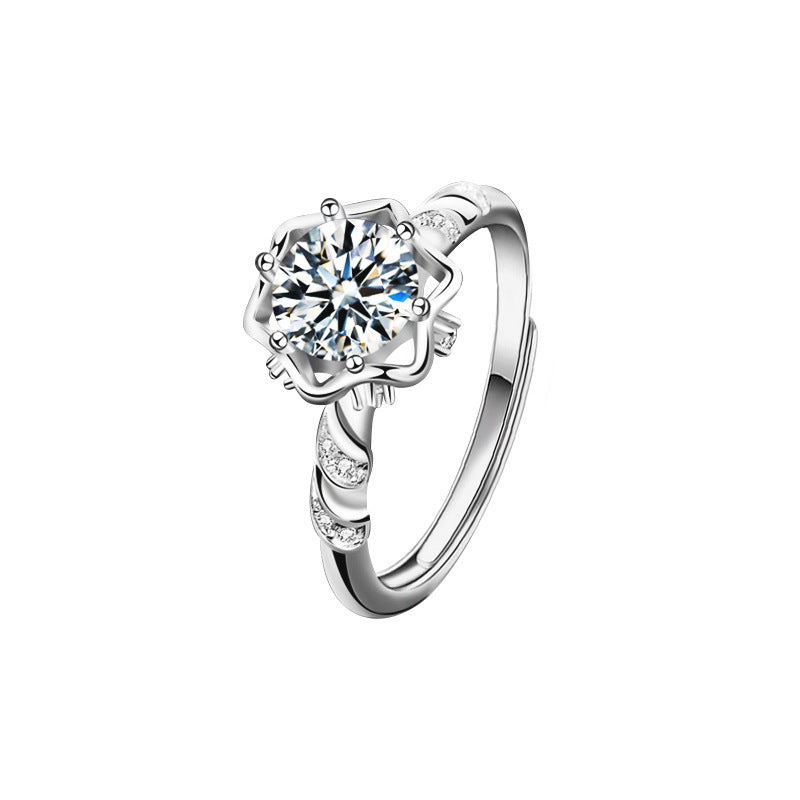 S925 Sterling Silver Moissanite Wedding Ring