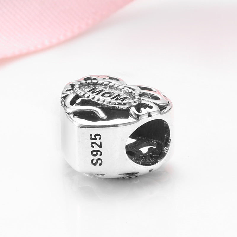 S925 Sterling Silver Hollow Love Beaded Mother's Day Gift Pendant
