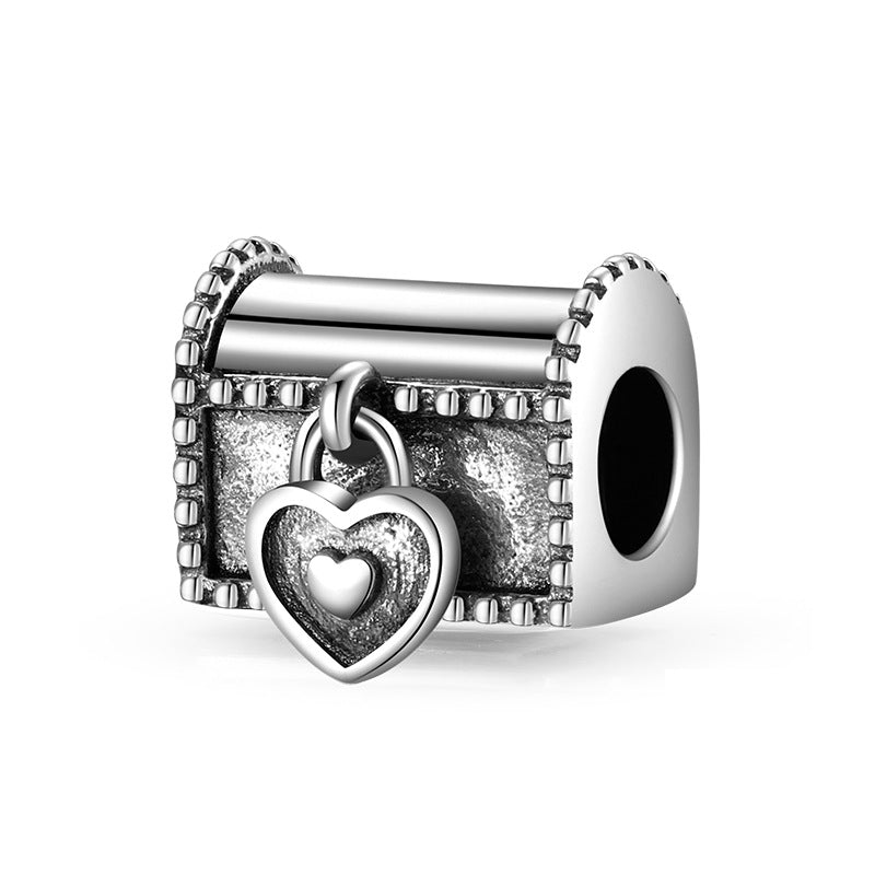 S925 Sterling Silver Loving Heart Treasure Chest Beaded Pendant