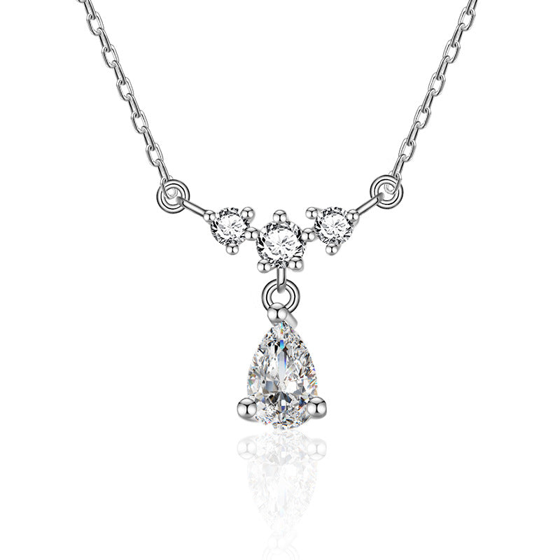 S925 Sterling Silver Moissanite Tassel Water Drop Necklace