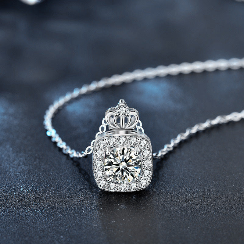 S925 Sterling Silver Moissanite Perfume Bottle Pendant Necklace