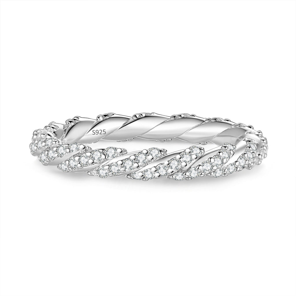 S925 Sterling Silver D-Color Moissanite Stackable Ring