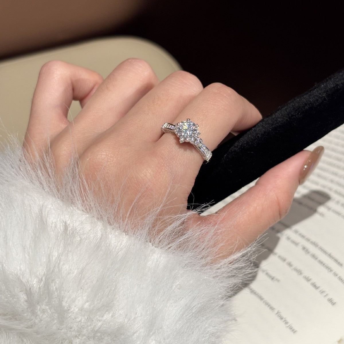 S925 Silver Colorful Moissanite Ring – Bouquet Design