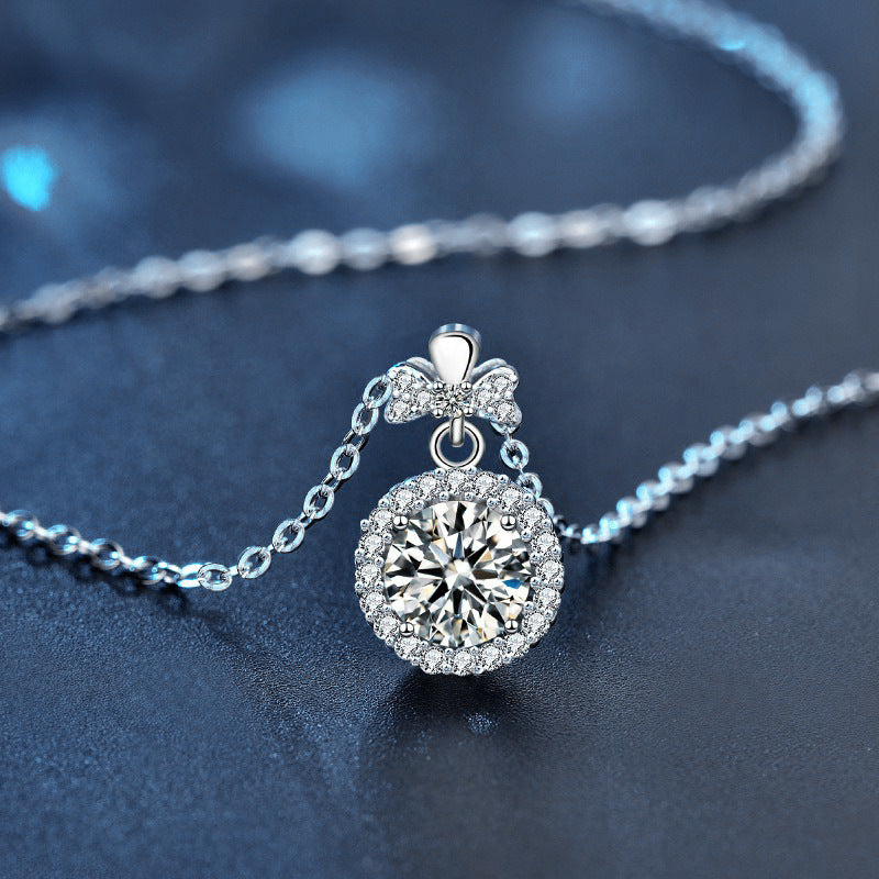 S925 Sterling Silver Moissanite Perfume Bottle Pendant Necklace