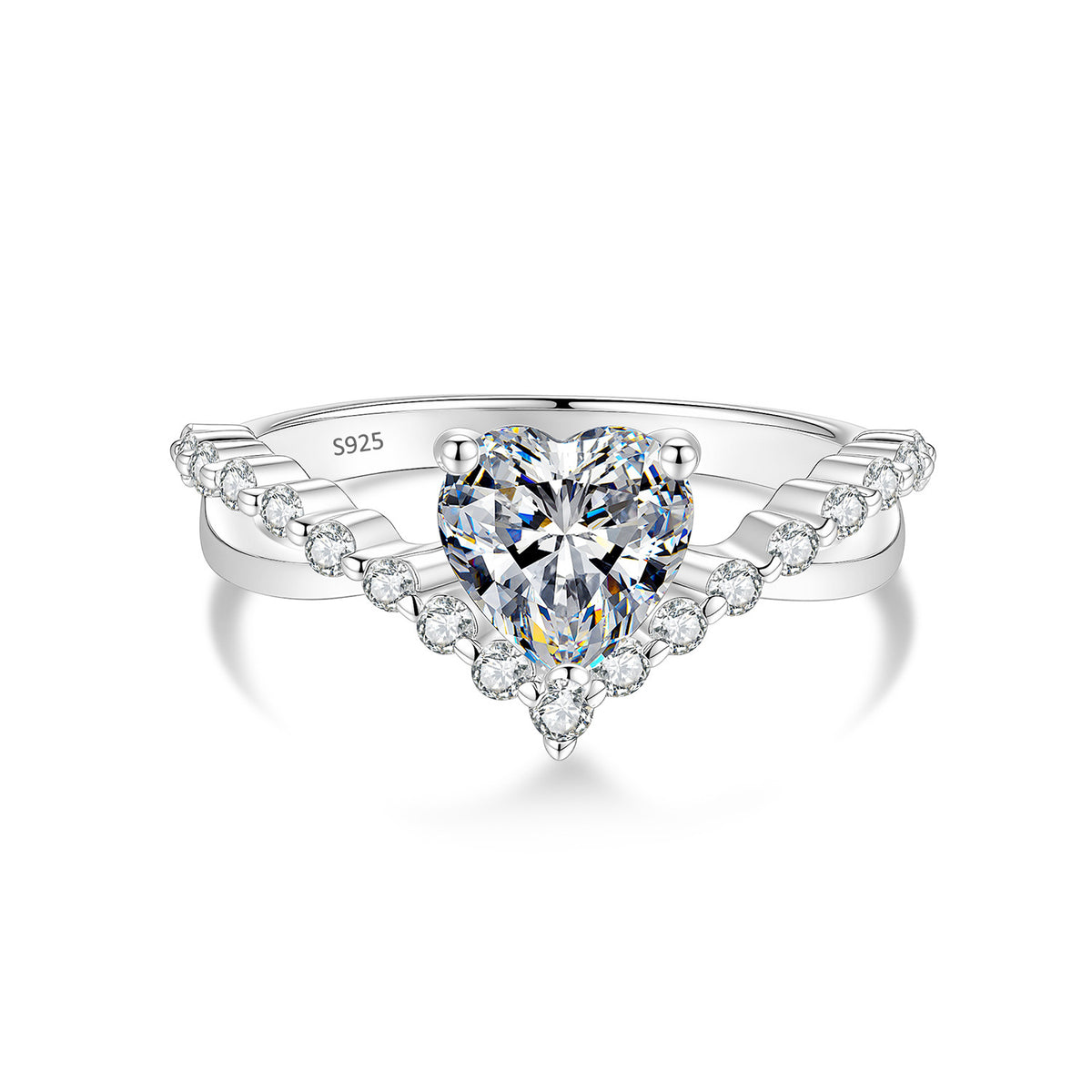 S925 Sterling Silver Openwork Cross Ring with Moissanite