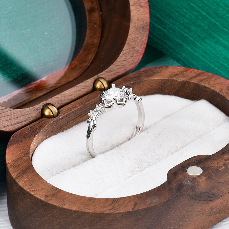 S925 Sterling Silver Moissanite Asterism Guard Ring