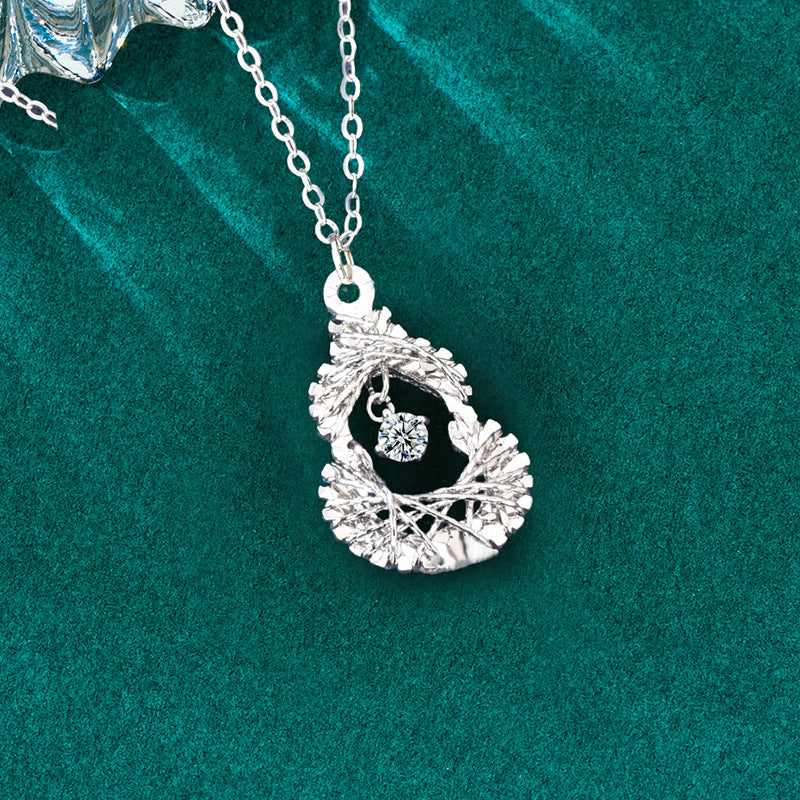 S925 Sterling Silver Moissanite Woven Dream Net Gourd Pendant Necklace