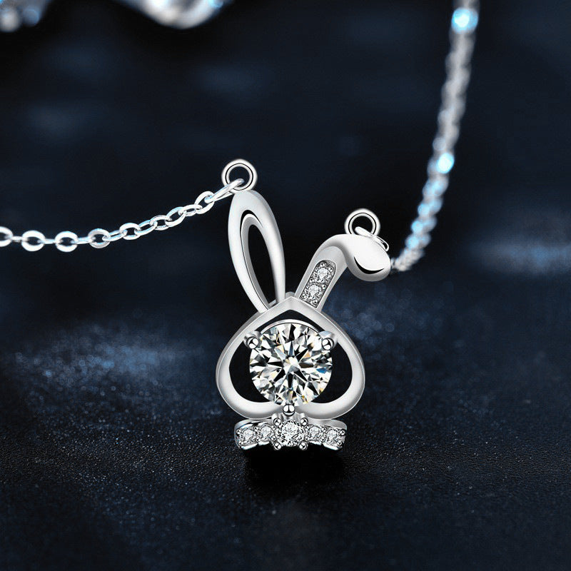 S925 Sterling Silver Moissanite Rabbit Necklace