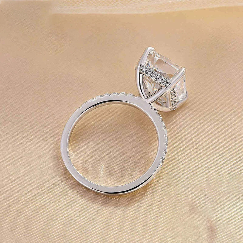 S925 silver set with 7 × 9mm Redeen zircon light luxury ring