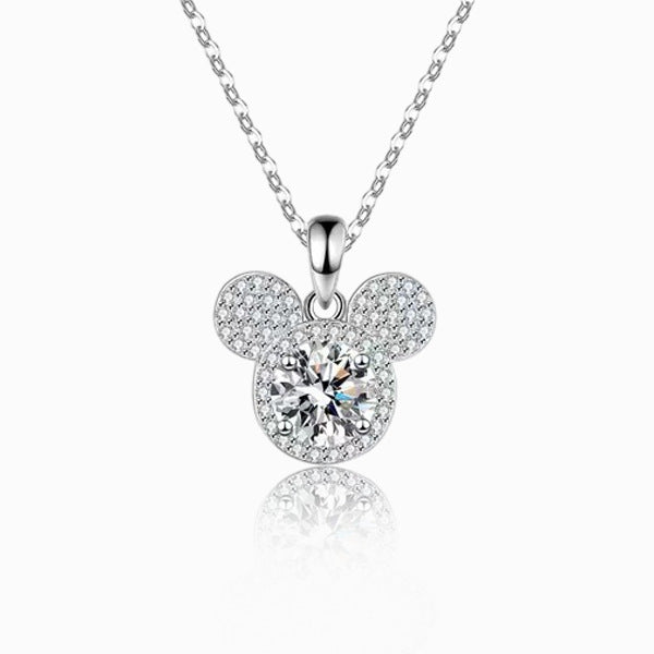 S925 Sterling Silver Mickey Pendant Moissanite Full Diamond Necklace