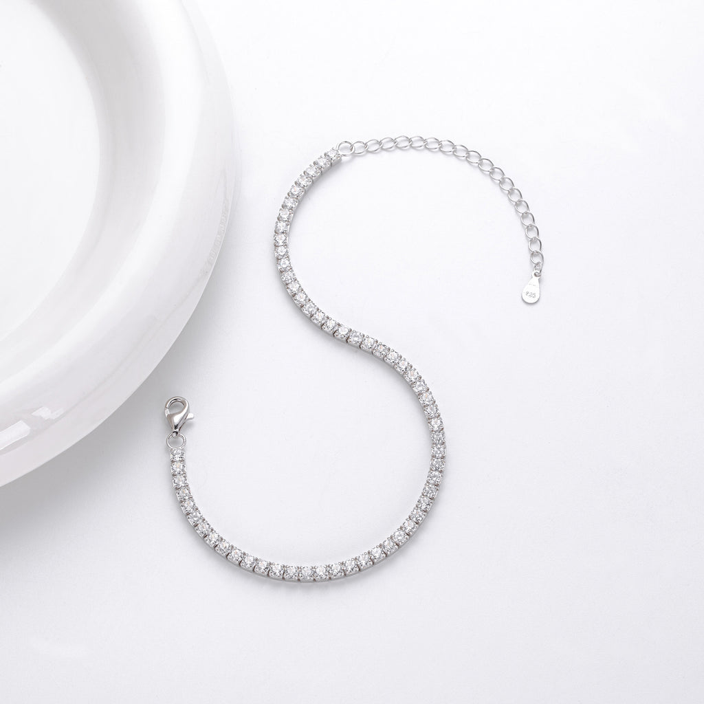 S925 Sterling Silver Four-Prong Cubic Zirconia Bracelet