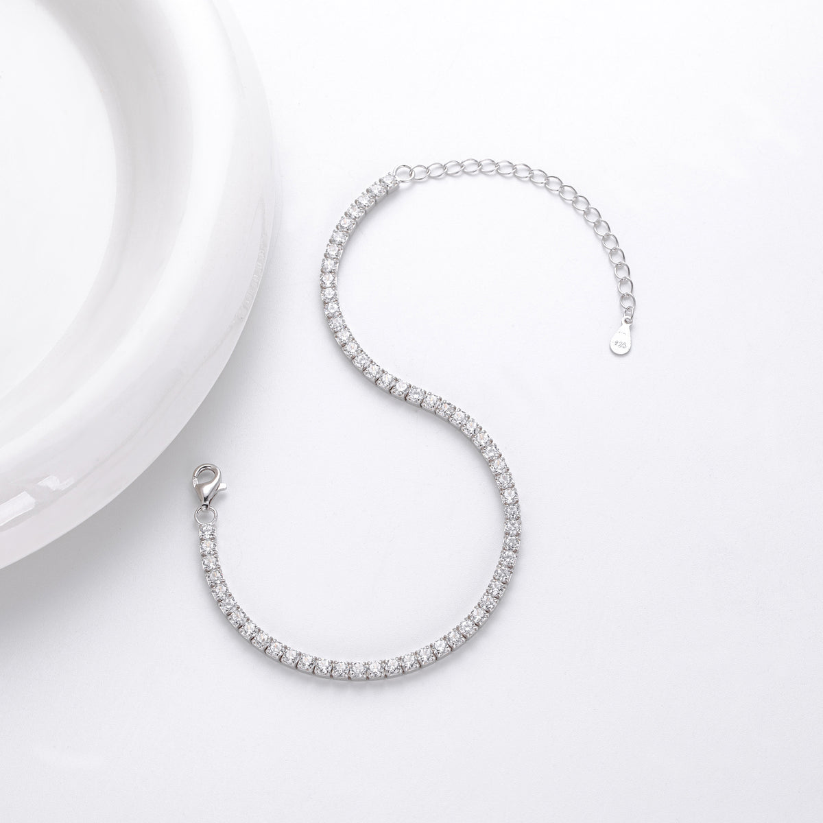 S925 Sterling Silver Four-Prong Cubic Zirconia Bracelet