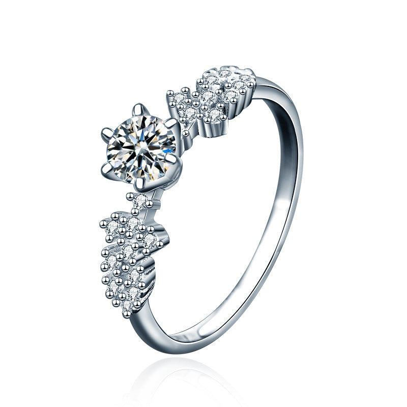 S925 Sterling Silver Star River Moissanite  Six Prong Ring