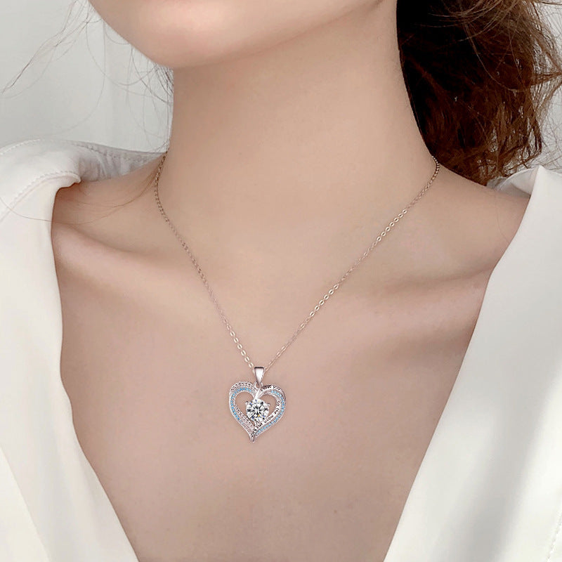 S925 Sterling Silver Heart-Shaped Pendant Necklace