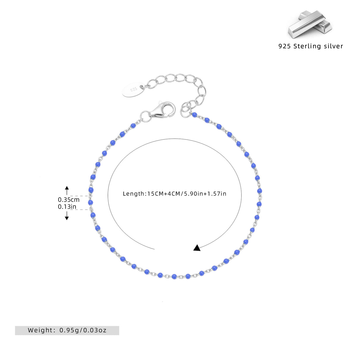 S925 Sterling Silver Bracelet with Colorful Enamel Detail